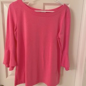 Lilly Pulitzer Ruffle Sleeve Top - bright pink, size small
